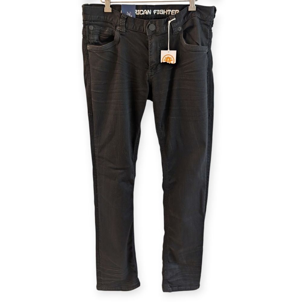 NEW American Fighter Legend Slim Straight Black Jeans 32/34